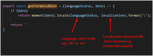 common helper function getFormatedDate