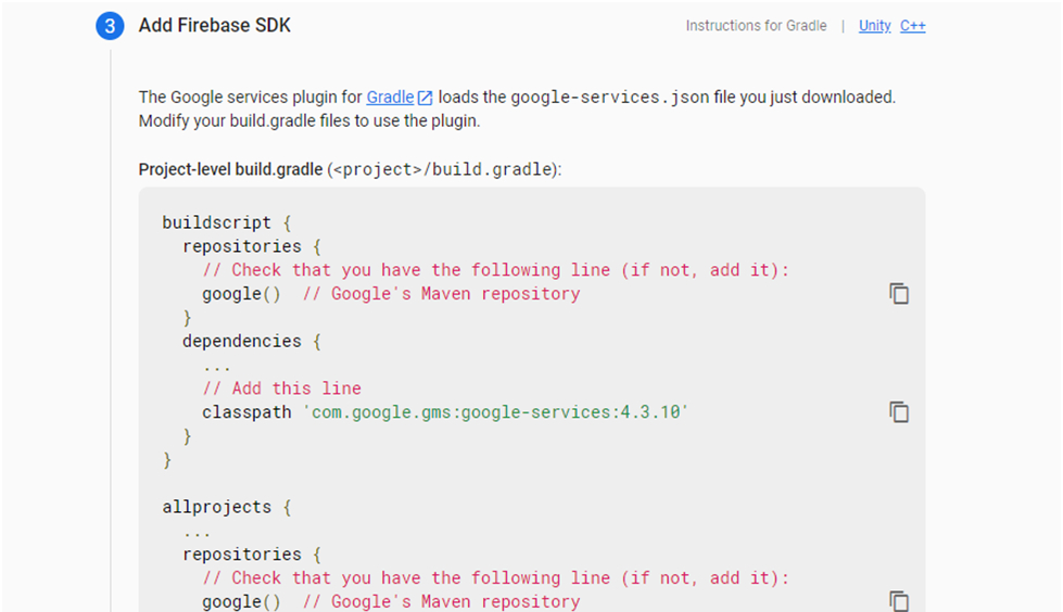 Add Firebase sdk